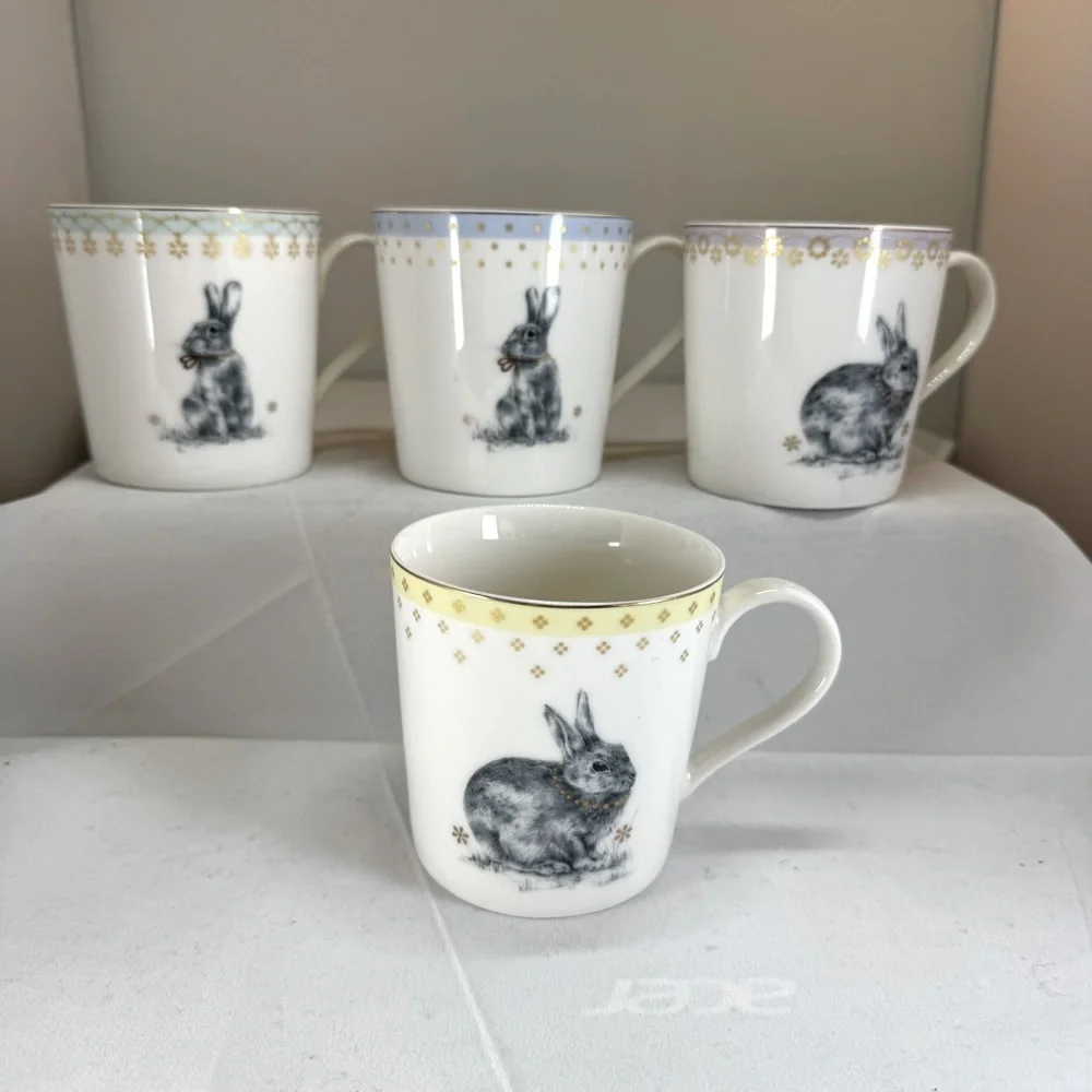 SPODE MEADOW LANE Mugs Set of 4 Rabbit Design Easter - Picture 2 of 11